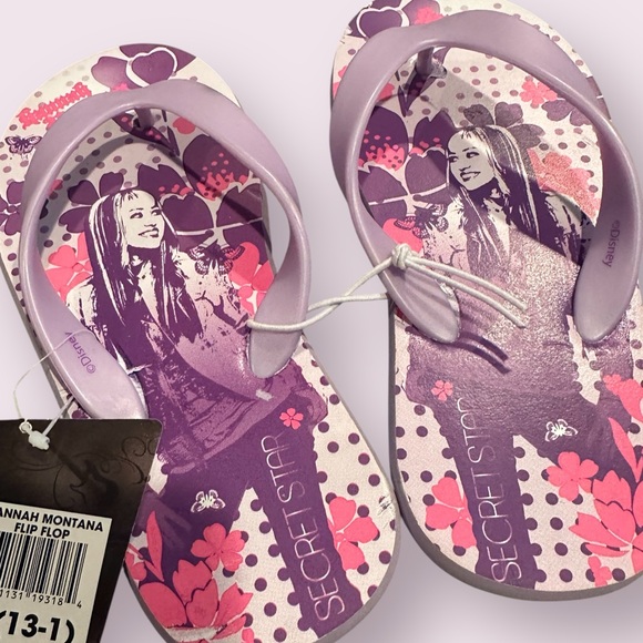 Disney NWT Girls Hannah Montana Pink And Purple Flip Flops Size 13-1 - Picture 4 of 6